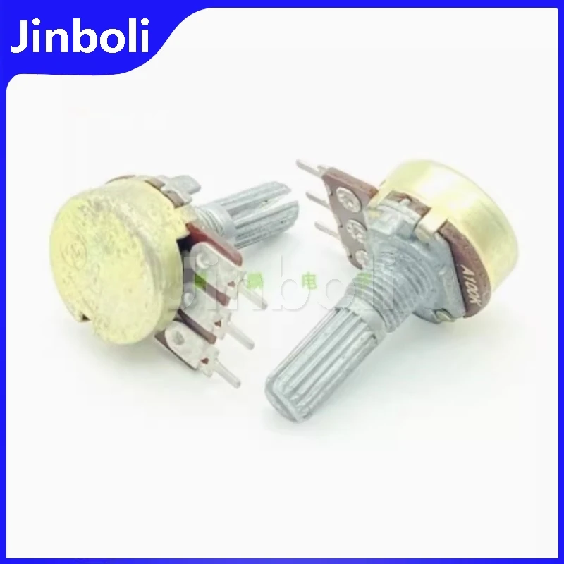 1PCS 16 Type A100K With Center Positioning Single 3Pins Audio Speaker Volume Potentiometer Flower Shaft 20mm
