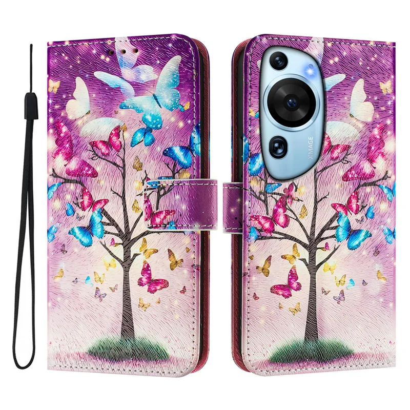 Leather Phone Case - Flip Cover Wallet with Magnetic Cat, Flower, and Bear Design