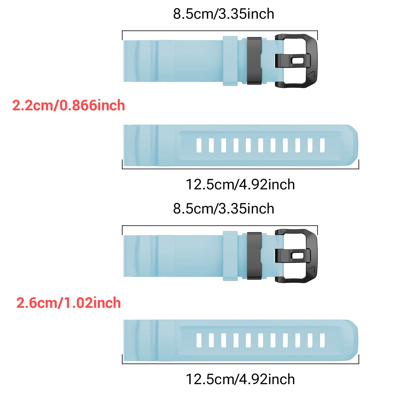 Luminous Unisex Sports Watch Strap - 3PCS 22/26mm