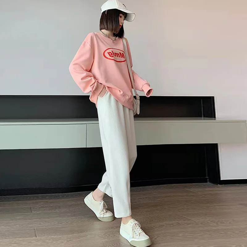 M-4XL Pregnant Women Cotton Fleece Radish Pants Autumn Ankle-length Maternity Corduroy Trousers High Waist Pregnancy Sweatpants 4