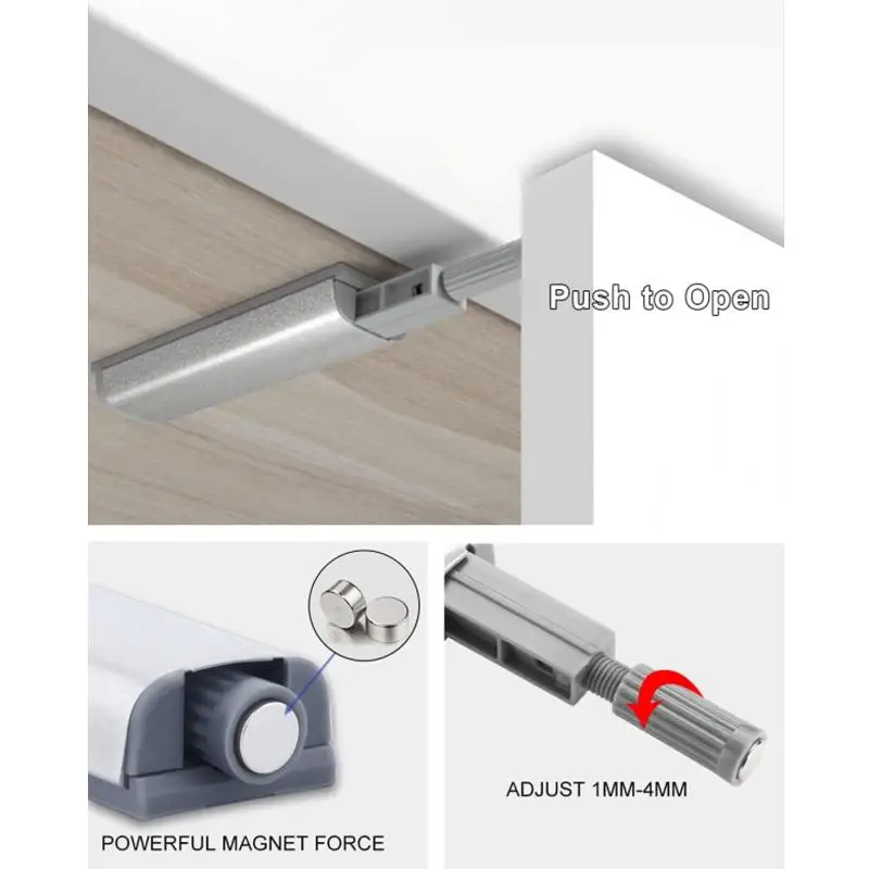 10-1PC Cabinet Catches Push To Open Damper Catch Set Door Drawer Cabinet Magnetic Push Latches Soft Closer Rebound Hardware