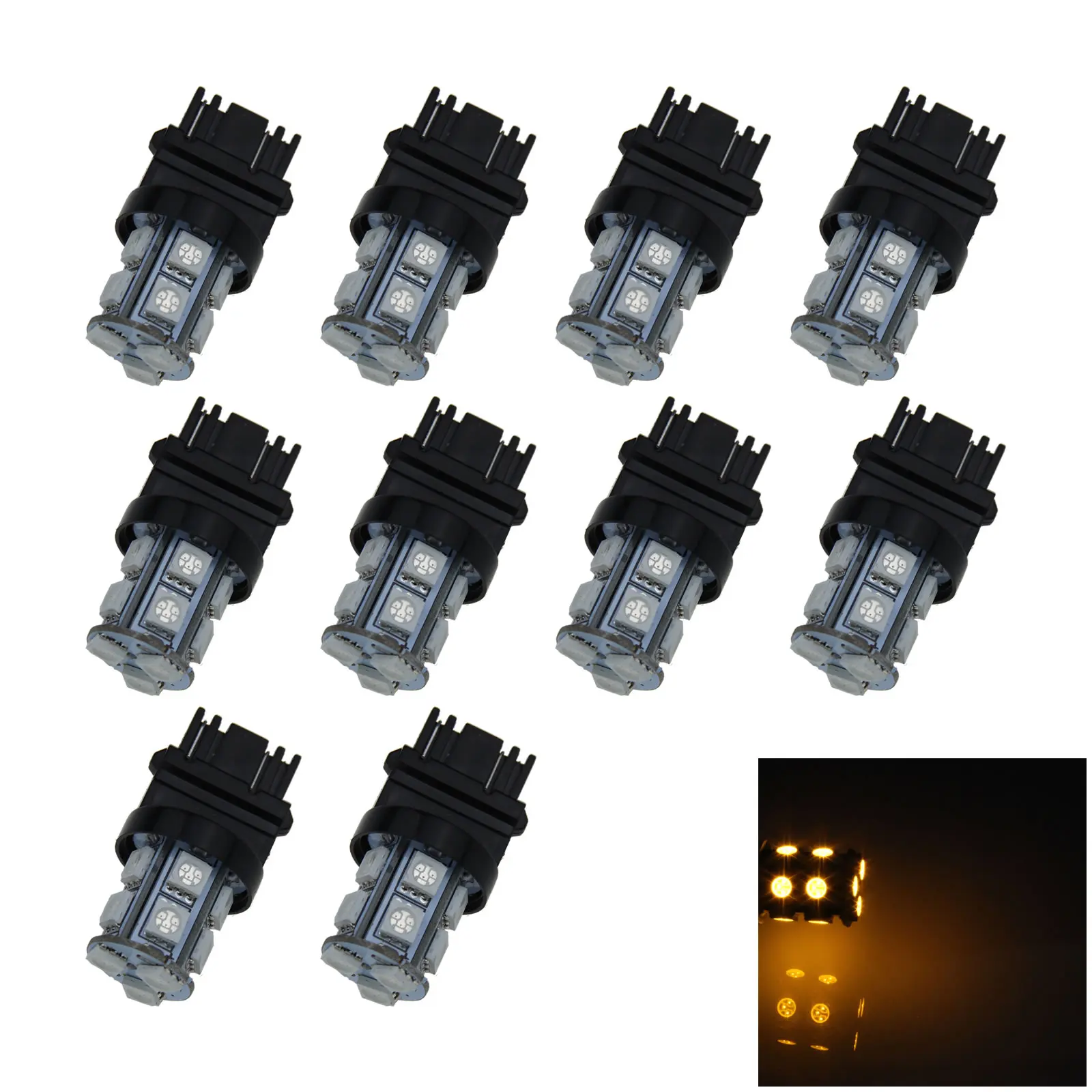 

10x желтая Тормозная лампа RV 3157, лампа для кемпера, 13 излучателей, 5050 SMD светодиодный W2.5q 3156