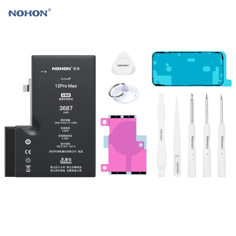 Nohon Battery For iPhone 12 Pro Max 3687mAh High Capacity Li