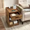 Nightstand with Charging Station, Bed Side Table with USB Ports and Outlets, Drawer 2
