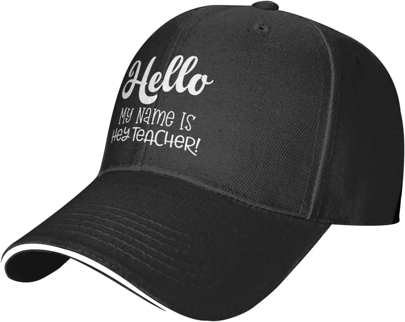 

Hello-My-Name-is-Hey-Teacher-Baseball-Cap, Mens Vintage Snapback Hats Trucker Hats Dad Hat Black