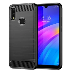 Silicone Carbon Fiber Phone Case Cover for Redmi A1 Plus (Black)