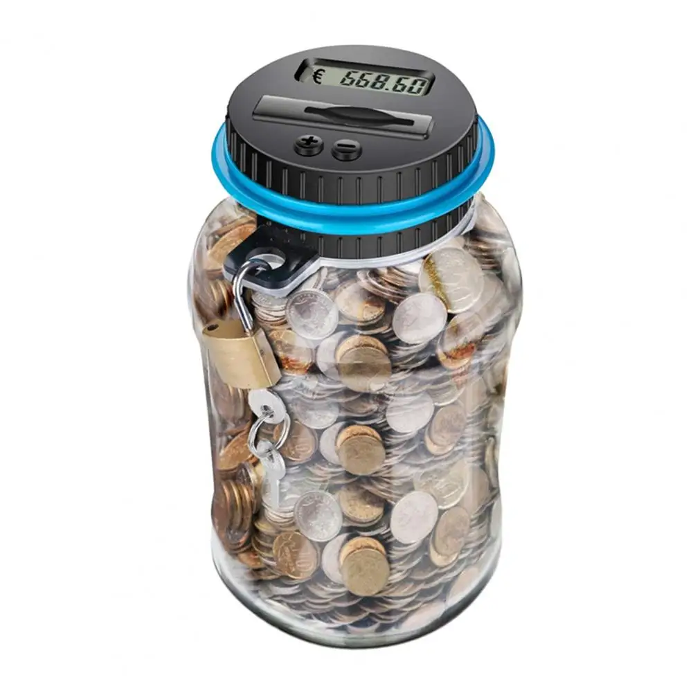 Plastic Money Box Capacity Coin Container Lcd Digital Counter Money Box with Lock 2.5l Capacity Plastic Piggy Bank for Safe 5