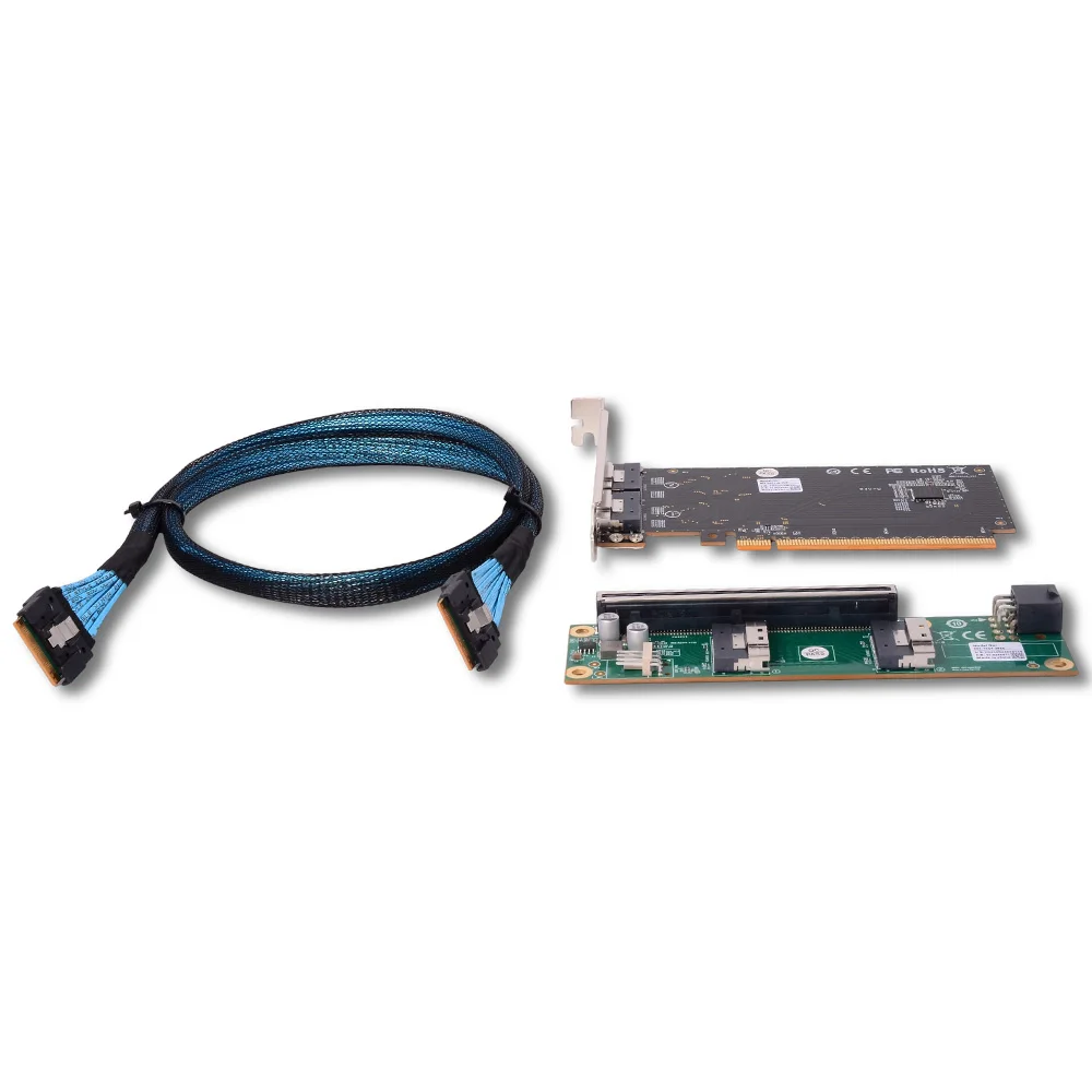 PCIe 4.0 5.0 x16 슬림 SAS SFF-8654 라이저 마더보드 MCIO 분할 카드 단일 슬롯 그래픽 카드 GPU 외부 확장 어댑터