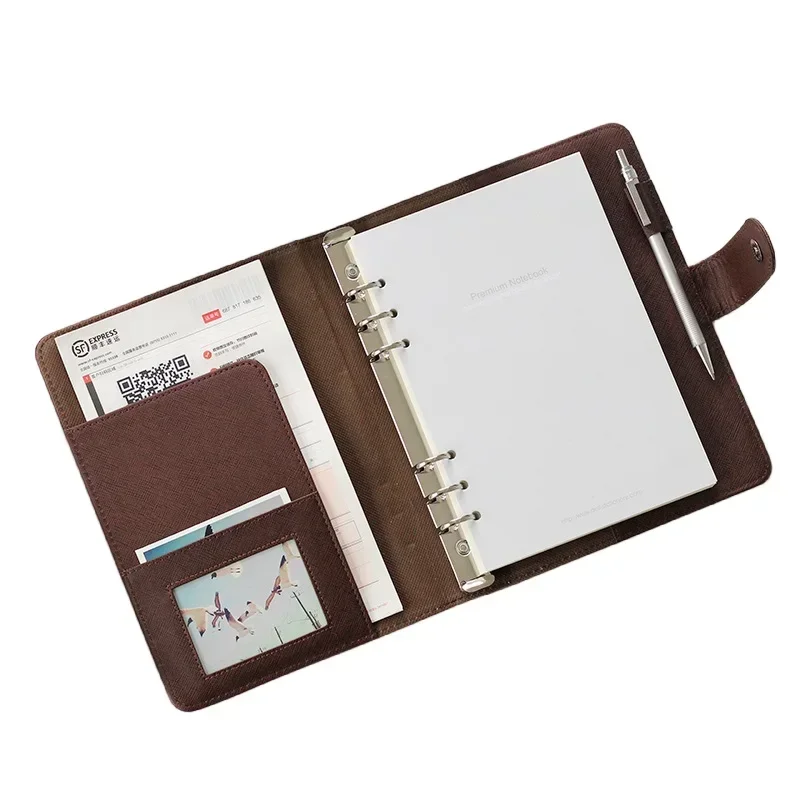 

Black Brown Planner Notebook Ring Thick Portable Office Stationery Buckle Workbook Loose-leaf Detachable Business