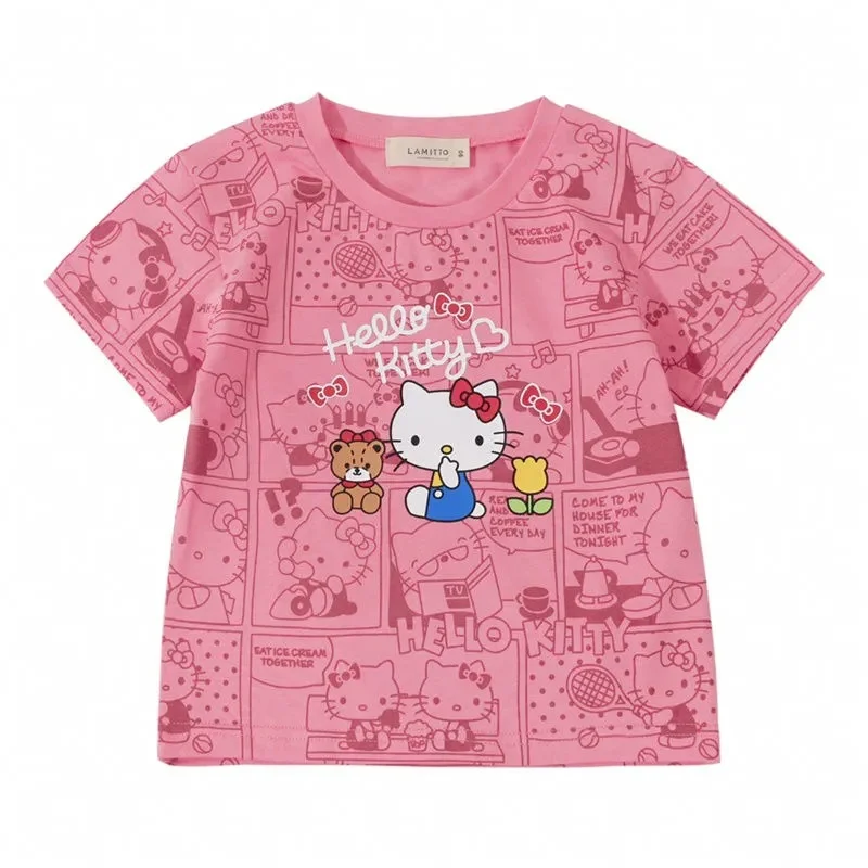 Camiseta Anime Hello Kitty infantil, tops de desenhos animados para meninos  e meninas, manga curta, tops teesi de verão feminino Sanrio - AliExpress