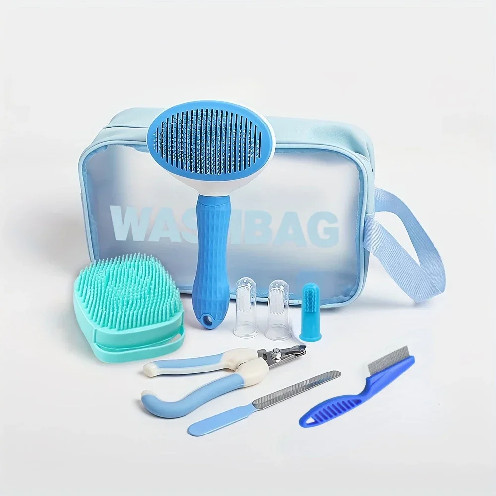 Pet Grooming Kit For Cats With Nail Clipper And Bath Brush Set_voghion.com