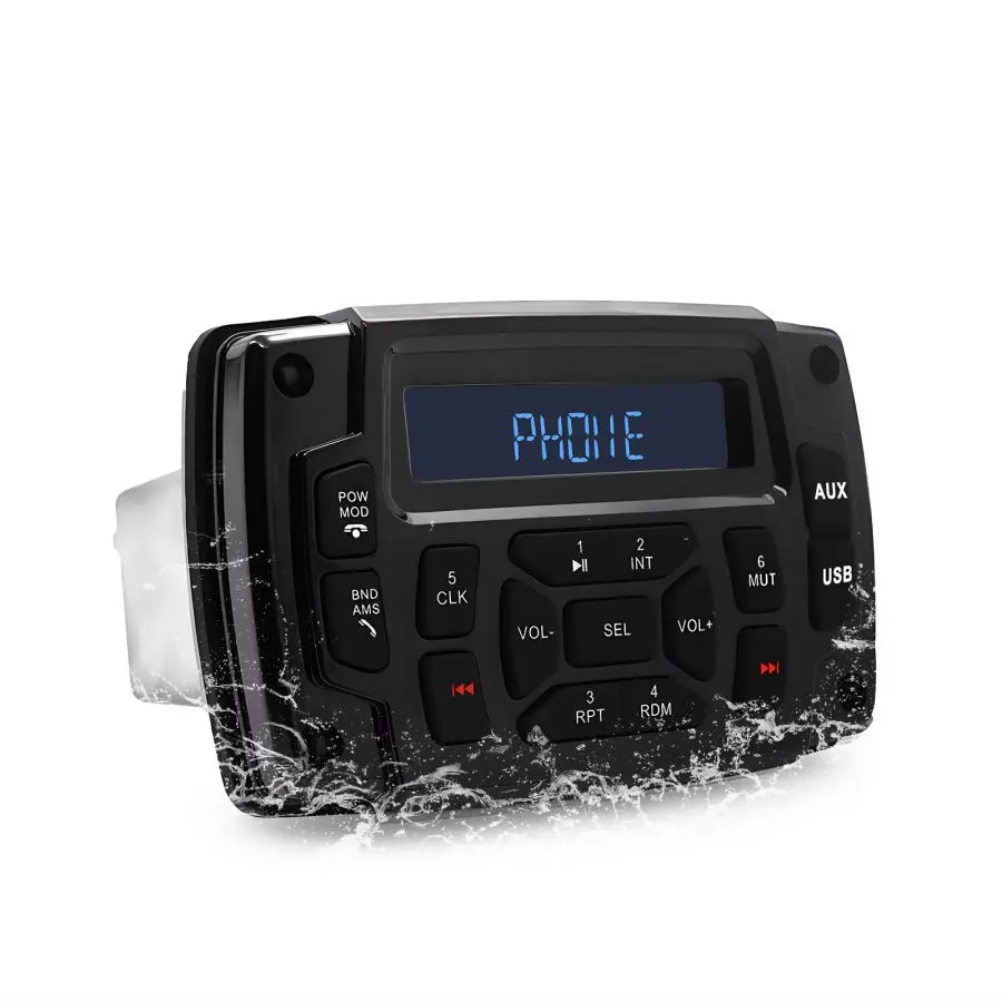 Upgrade Marine Stereo Boat Radio Waterproof Bluetooth FM AM Digital Media Audio Player For Yacht Gauge ATV UTV Cart Motorcycle