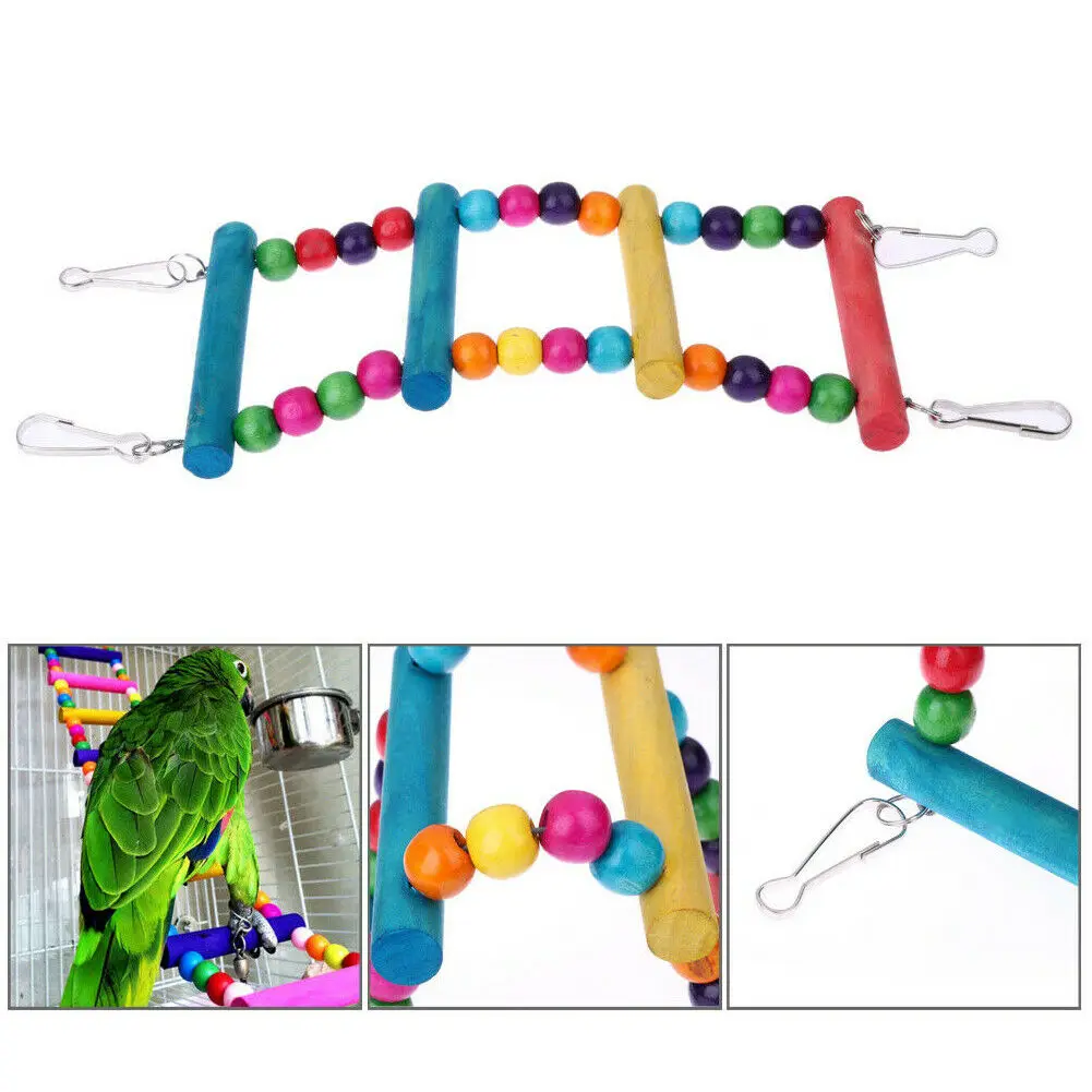 Parrots Wood Suspension Bridge 10CM Pet Bird Cotton Rope Soft