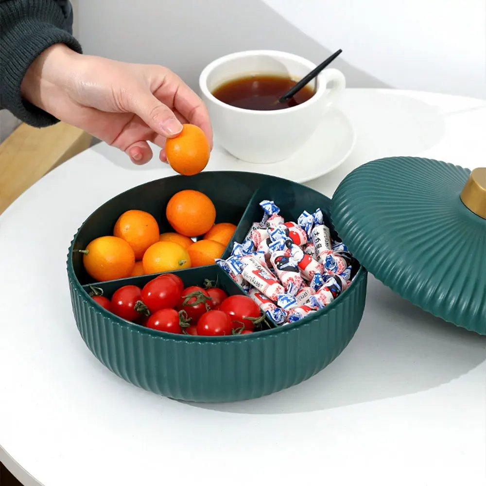 Plastic Divided Serving Tray With Lids, Snack Fruit Trayfood Storage Lunch  Storage Box, Vegetarian Candy Snack Party Appetizers Tray 
