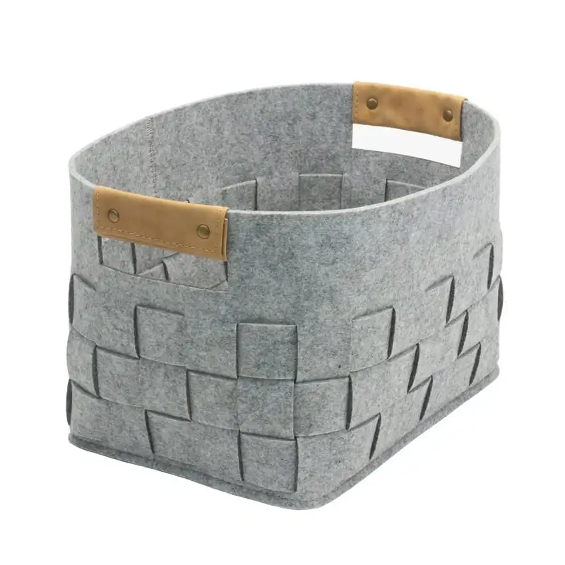 

Woven Felt Basket, Light Gray, 2 Pack Stuffed animal storage Undershelf storage basket Shower caddy portable Bread basket Canast