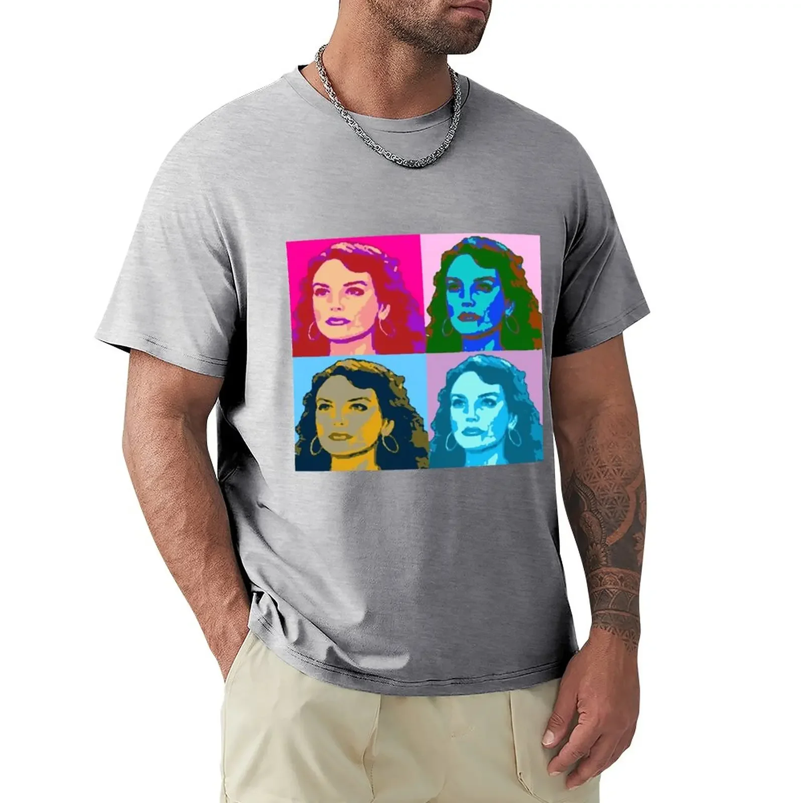 Warholized Elaine Marley (Monkey Island X Andy Warhol) -Abbigliamento, Gadget E Maschere Per Il Viso T-Shirt Ragazzi Bianchi Magliette Alte Da Uomo