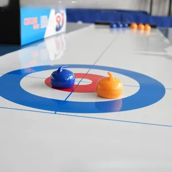 Giochi di curling da tavolo, intrattenimento per la famiglia, giochi da tavolo per riunioni di famiglia, 8 palline per set, struttura in plastica, bianco/rosso/giallo/blu
