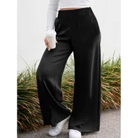  2025 Casual Elegant Wide Leg Trousers Women Solid Black Slimming Breathable Office Daily Pants  - Image 5