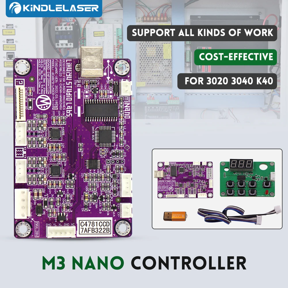 Kindlelaser Lihuiyu M3 Nano/M3 Controller Laser Nanopolvere Scheda Madre + Pannello Di Controllo + Dongle B System Engraver Cutter K40