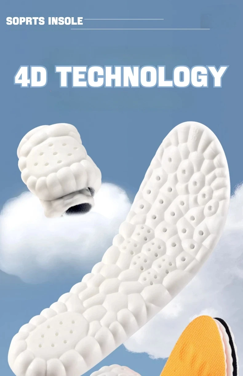 Description Picture 2 of item1Pair 4D Soft Footbed Leg Fatigue Relief Insoles Plantar Fasciitis Insoles Sports Shock Absorbing Insoles Shoe Accessories