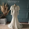Mryarce Statement Bubble Sleeves Simple Stretch Crepe Wedding Dress V Neck Mermaid Bridal Gowns 5