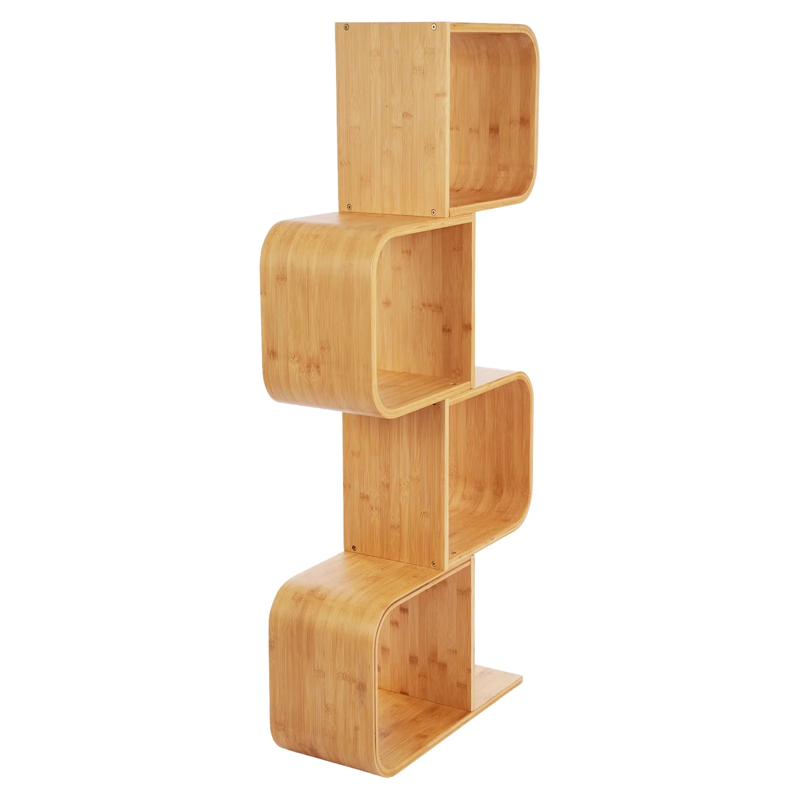 4-tier Floor Standing S-shaped Bookcase with Strong Bearing Capacity and Elegant Appearance 4