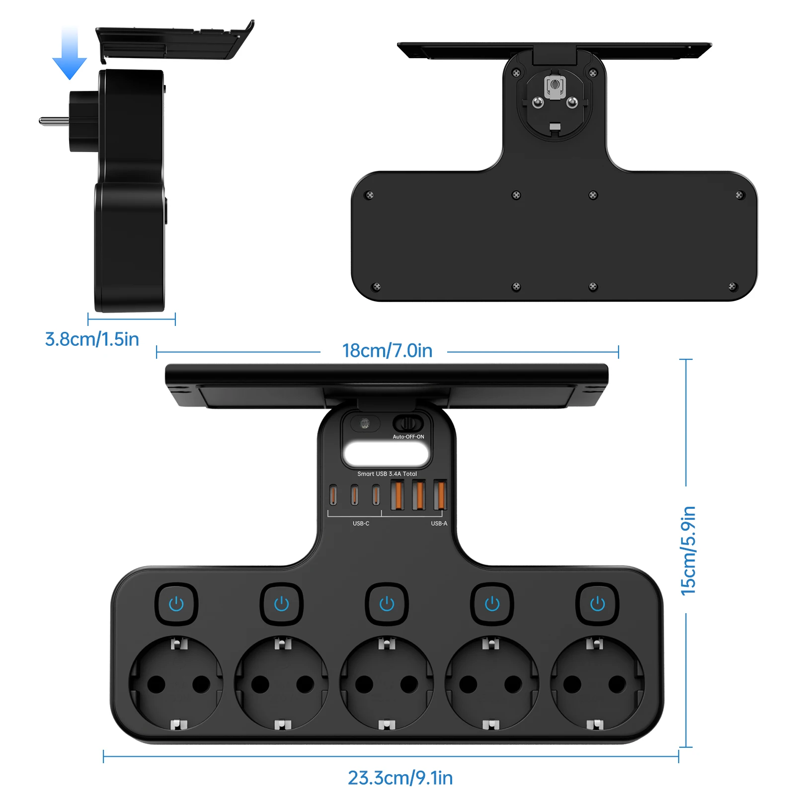 4000W EU Plug Multi-Function Wall Mounted Power Strip Independent Switches S41801fe66fdc43fcbfd4dc283595e366c
