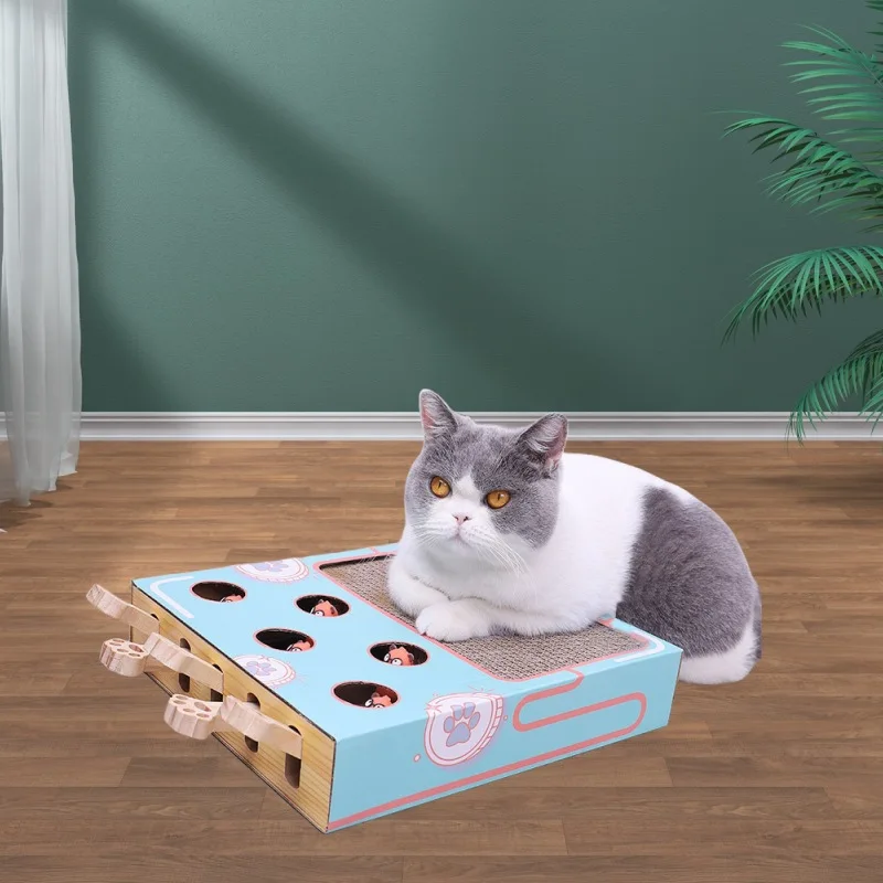 Interactive Cat Toy with Scratching Pad and Corrugated Paper