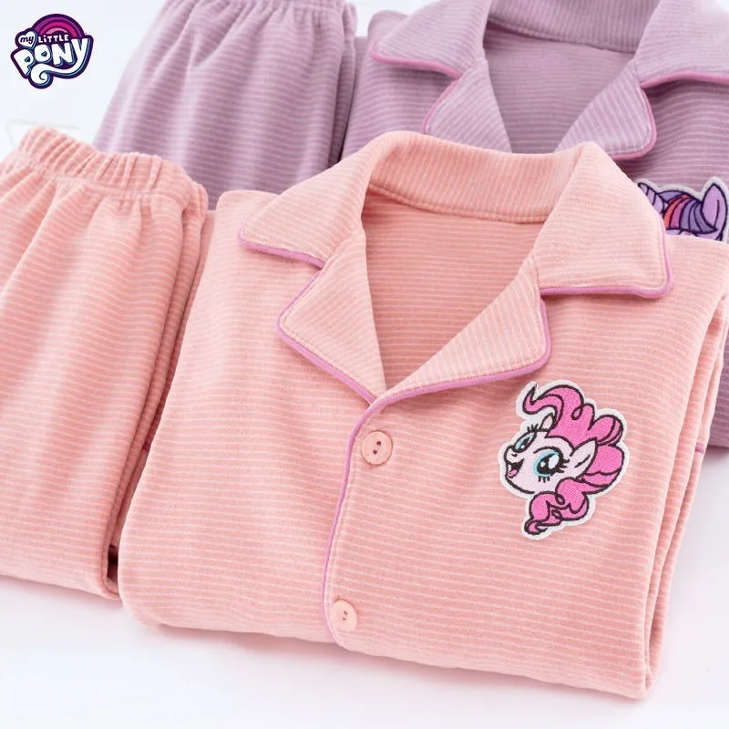 

My Little Pony Twilight Sparkle Pinkie Pie Cartoon Children's Pajamas Kawaii Autumn and Winter New Warm Home Clothing Set Gift