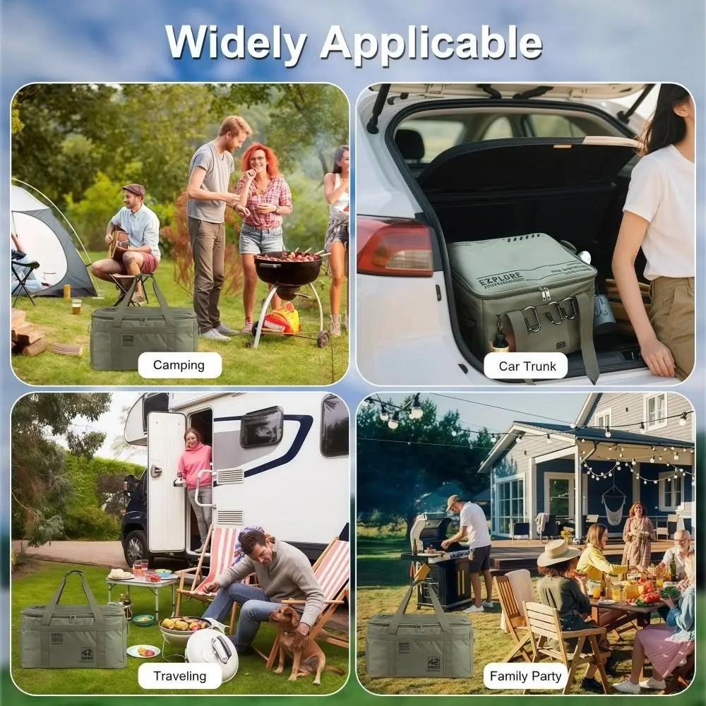 42L/30L Camping Storage Bag Foldable Waterproof Practical Handbag Large Capacity 600D Oxford Fabric Picnic Storage Bag Outdoor