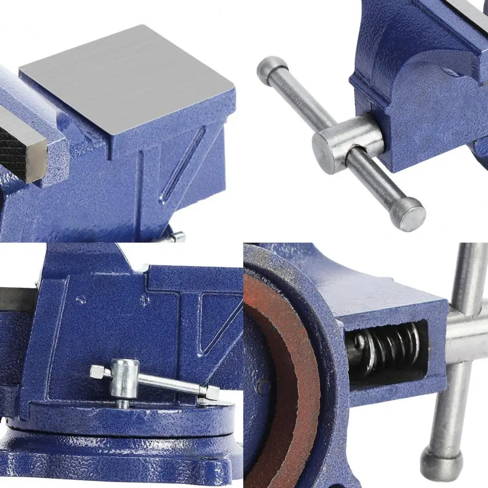 Desktop Iron Bench Vise with Serrated Jaws, High Hardness, Oversized Striking Anvil, 360 Degree, Double Locking Vise Utility 5