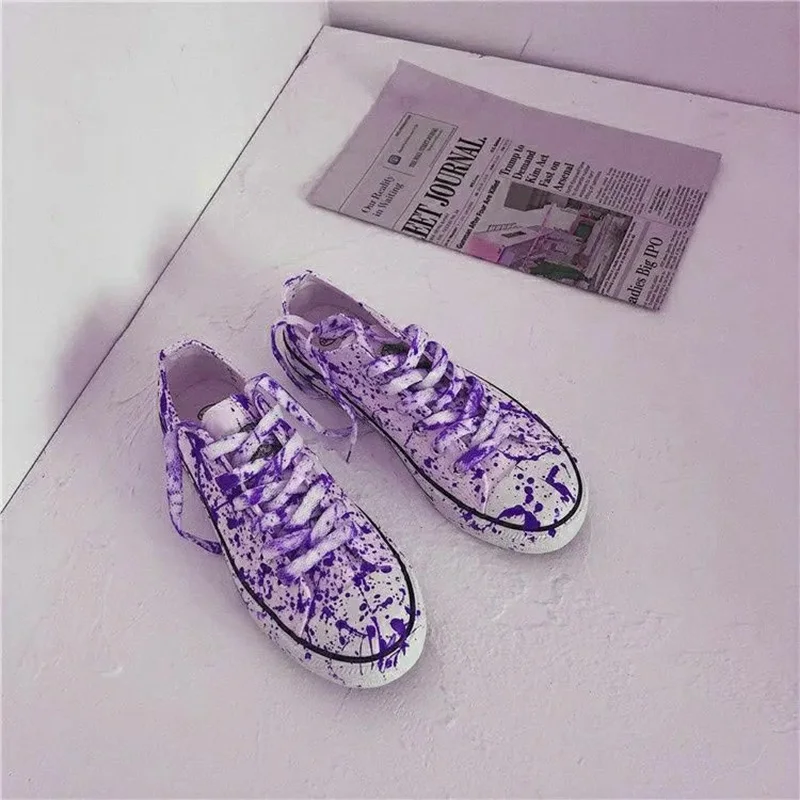 Blood Graffiti Canvas Shoes Punk Street Ladies Multiple Colour Graffiti Sneakers Shoes Spring Ins Unisex Women Vulcanized women shoes casual sneakers women sneakers