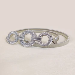 Luxurious Rhinestone - Studded Gold Chain Belt - 79 - 99cm (Silver Elastic Belt)
