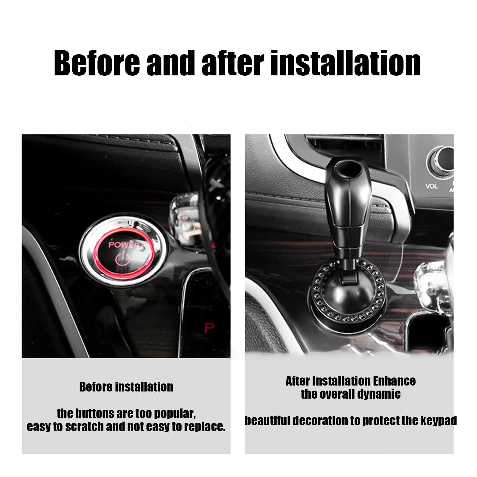 Sleek Metal Engine Start Button Cover - Stylish Car Interior Accessory