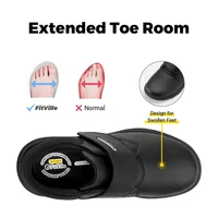 Chaussures Extra larges en cuir pour hommes, chaussures de marche pour diabétiques, orteils orthopédiques, pieds gonflés, antidérapantes, avec Support de voûte plantaire 3