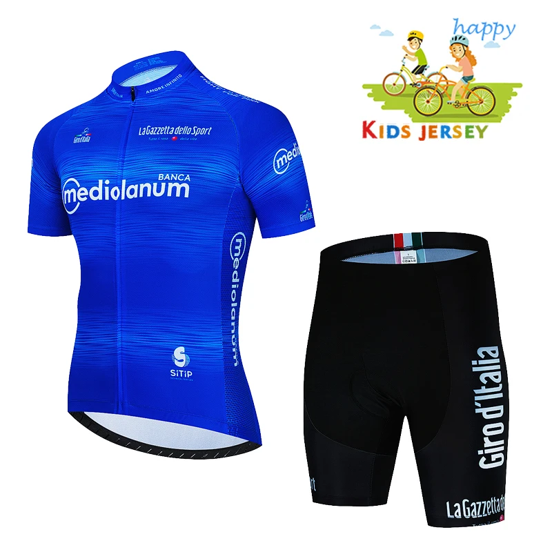 New 2023 Kids Bike Shirts Suit Tour De Italy D'ITALIA Cycling Jersey Set Boys Girl Road Bike Cycling Clothing Children Quick Dry 2