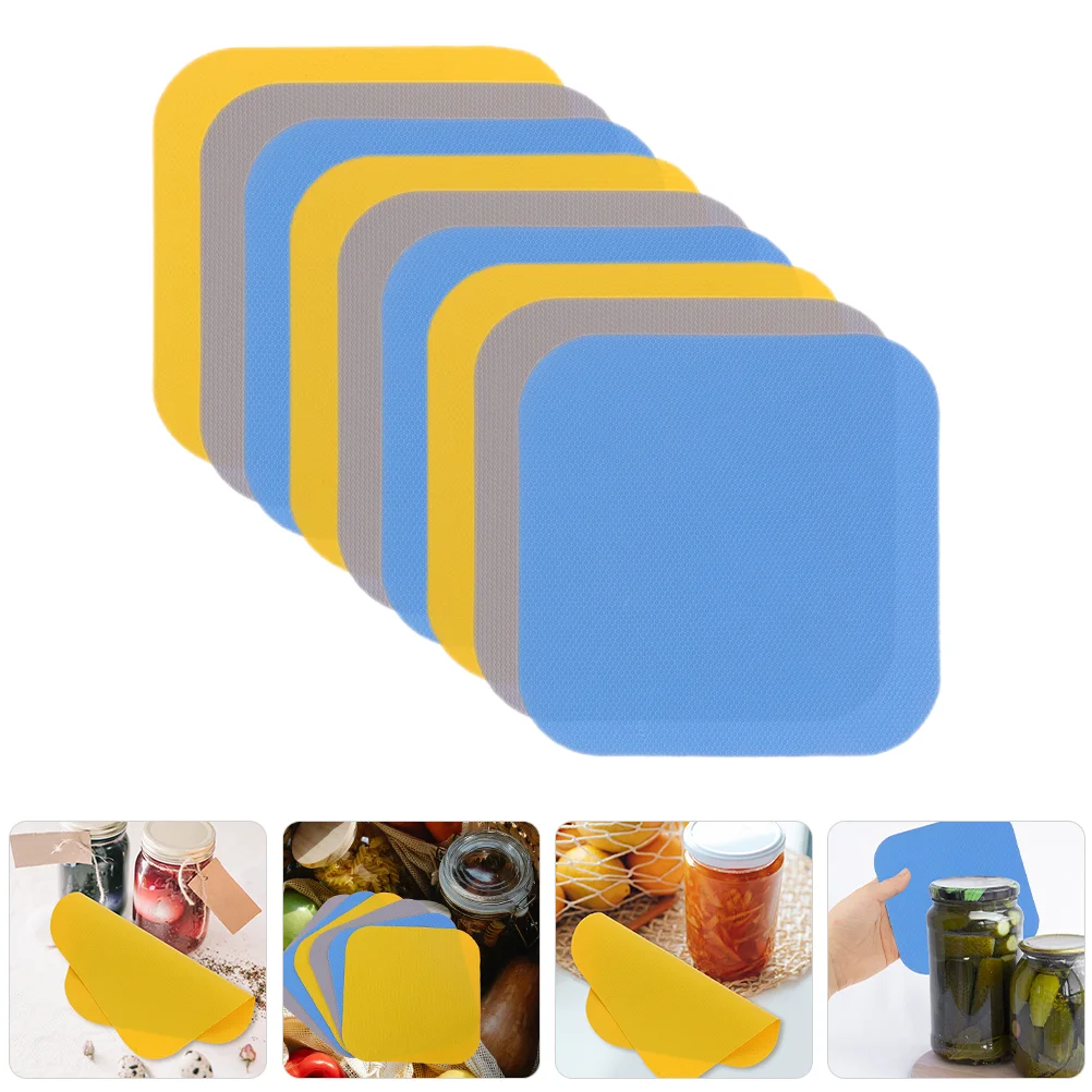 

9pcs Square Rubber Bottle Grippers Nonslip Bottle Lid Gripper Pad Colored Cup Mats