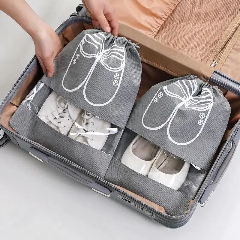 Borse riutilizzabili per riporre le scarpe in tessuto Non tessuto borsa da viaggio portatile per armadio borsa da appendere per abbigliamento tascabile impermeabile