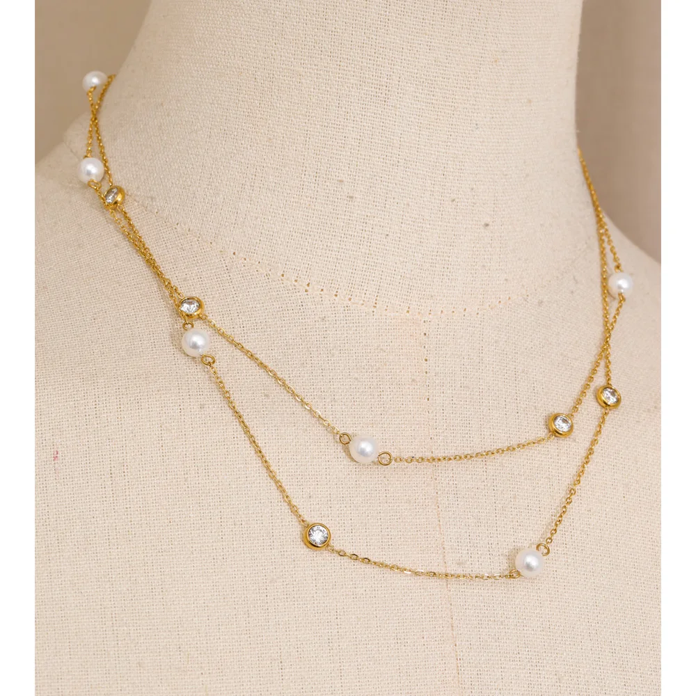 Yhpup Layered Chain Stacking Necklace Women Stainless Steel