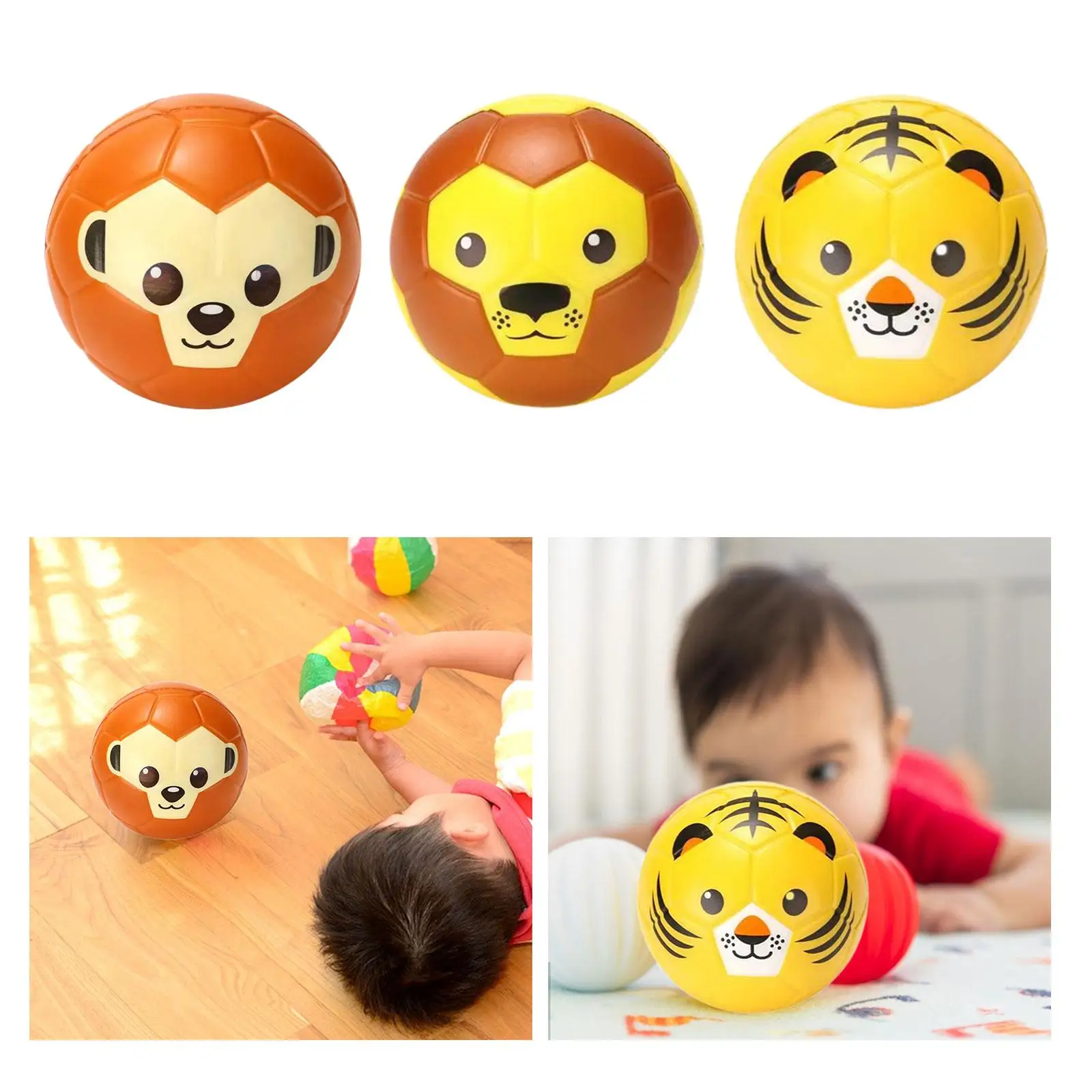 Kids Soccer Ball Mini Soccer Educational Toy Learning Portable Cartoon Animal Soft Ball for Practice Indoor Training Outdoor