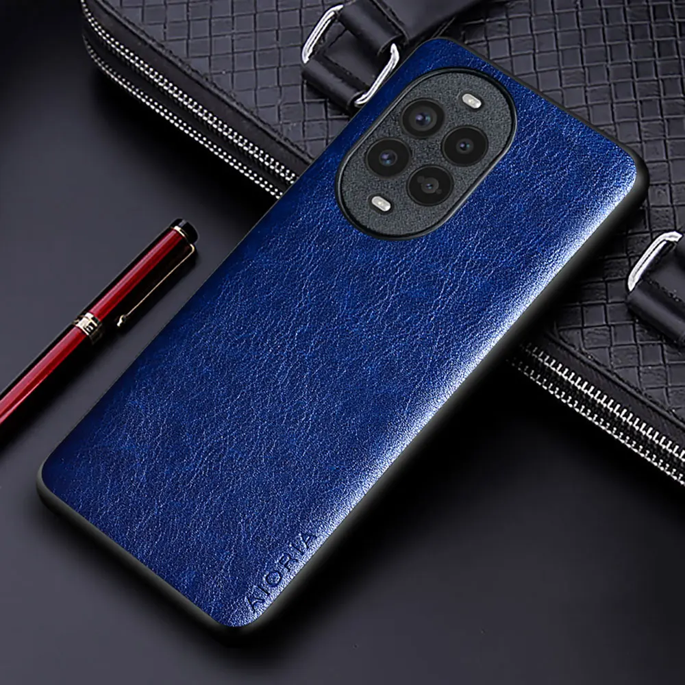 Luxury Leather Business Phone Case - Solid Color Soft & Hard Protective Cover