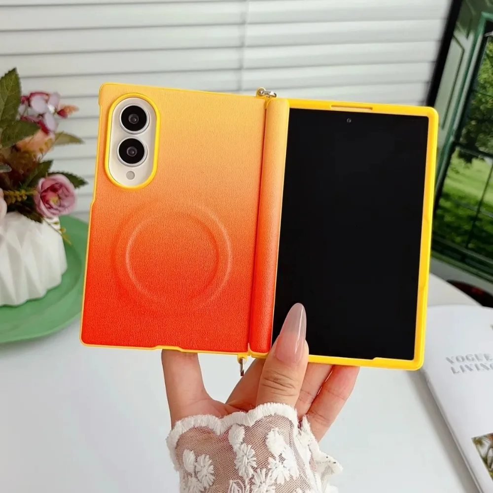 Magnetic PU Leather Shockproof Hinge Protective Case with Gradient Color Finish