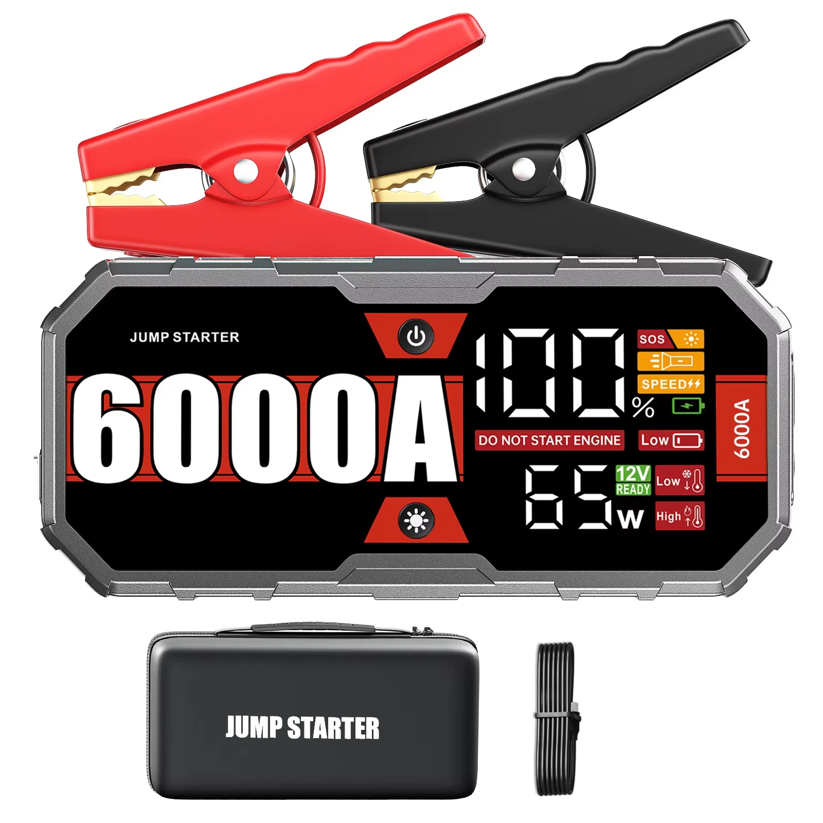 Car 6000A Portable Jump Starter With Power Bank Fast Charge PD65W 12V Auto Battery Charger Booster Starting Device car jump starter jump starter car battery charger portable battery charger