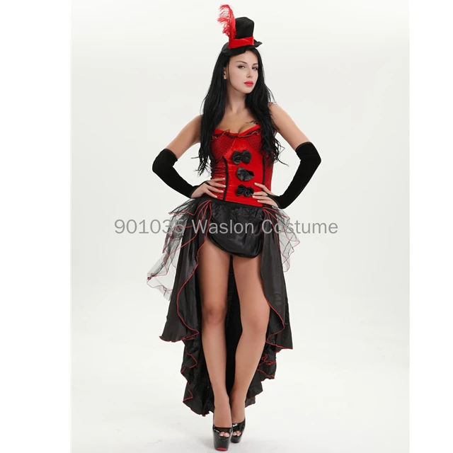 Can Can Costume Adult Saloon Girl Burlesque Cabaret Dancer Halloween Fancy  Dress