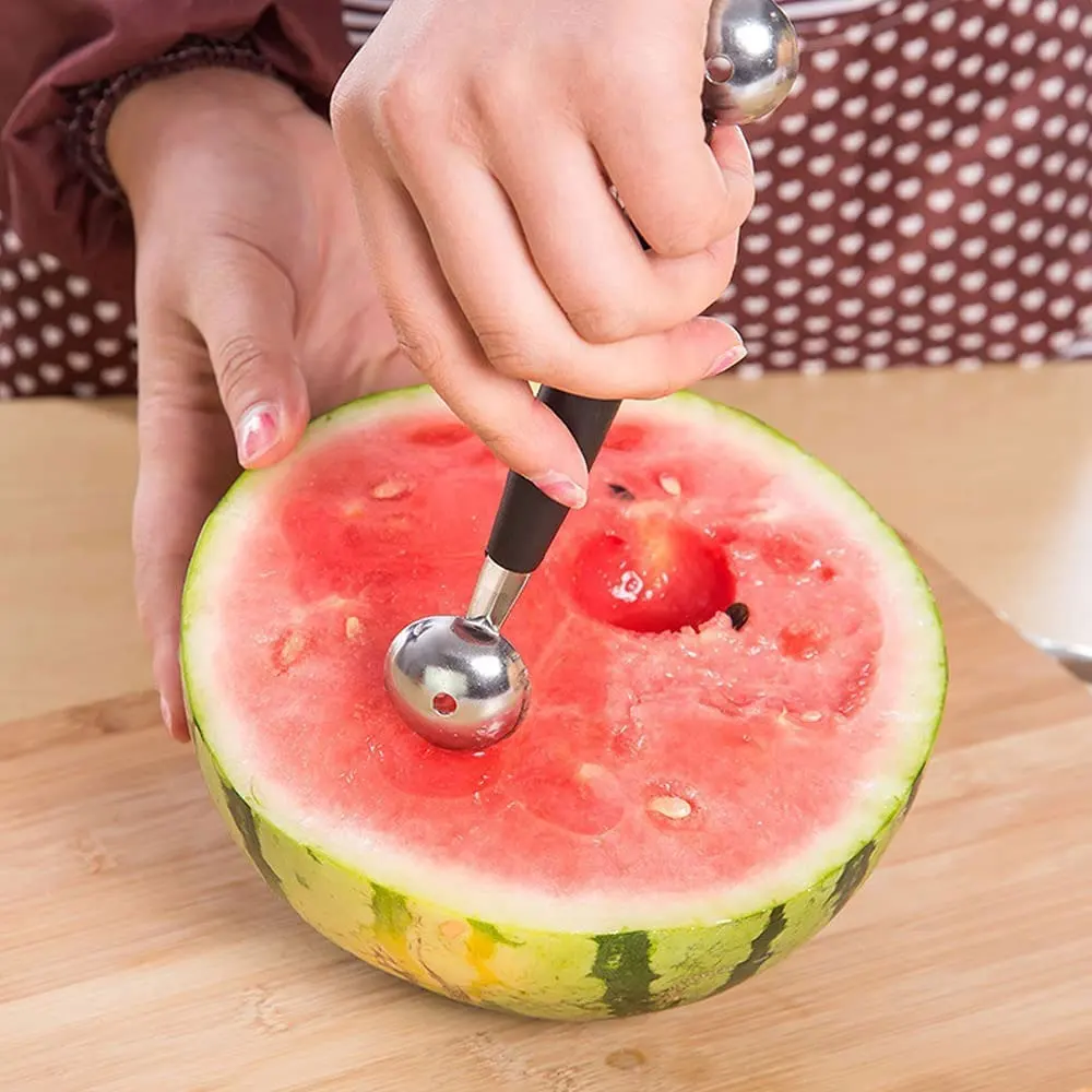 Melon Watermelon Ball Scoop Fruit Spoon Ice Cream Sorbet Stainless Steel Double-end Cooking Tool Kitchen Accessories Gadgets