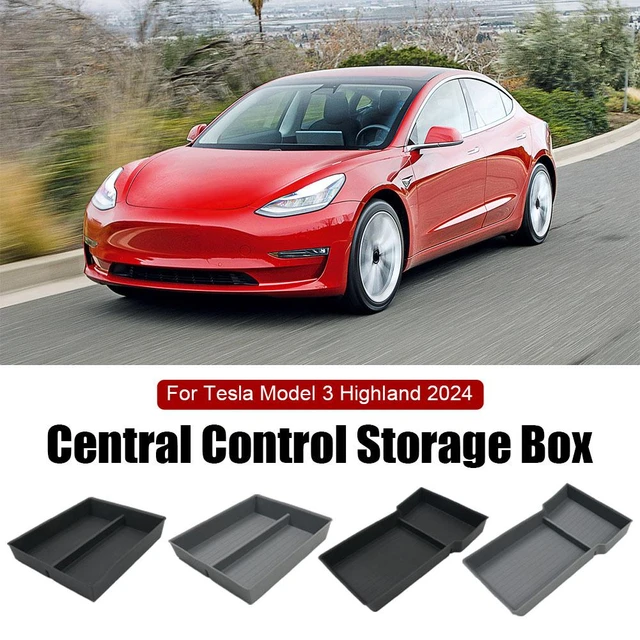 For New Tesla Model 3 2024 Highland Center Console Armrest Storage  Organizer Central storage Box PC material black Accessories - AliExpress