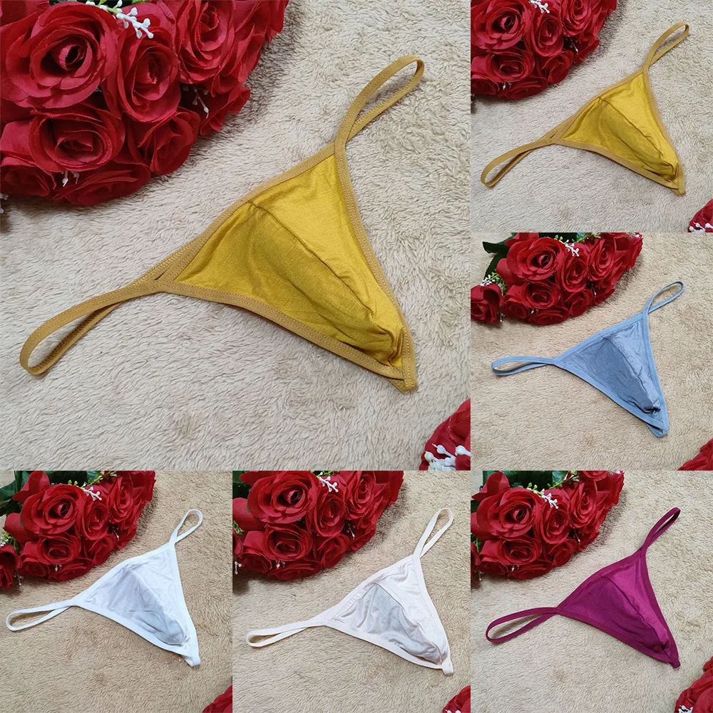 

Men's Thong Erotic Panties Sexy Bulge Pouch G-strings Thongs Solid Color Low Waist Gay Jockstrap Erotic Lingerie