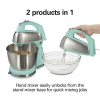 Classic Stand and Hand Mixer, 4 Quart Stainless Steel Bowl, 6 Speeds with Quick Burst, Blue, Blenders, Household 2