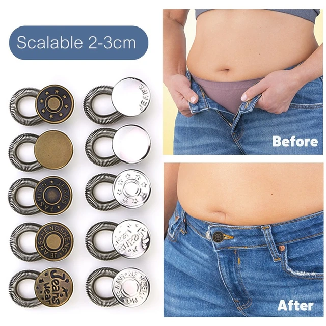 6PCS Jeans Waist Extension Adjustable Stretch Button Spring Trousers  General Metal Buttons Accessories
