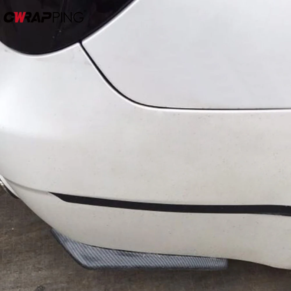 Bumper Lip bumper lip 2pcs Universal Car Rear Bumper Lip Diffuser Splitter Spoiler Scratch Protector Black Carbon Fiber Rear Lip Wrap Angle Splitters